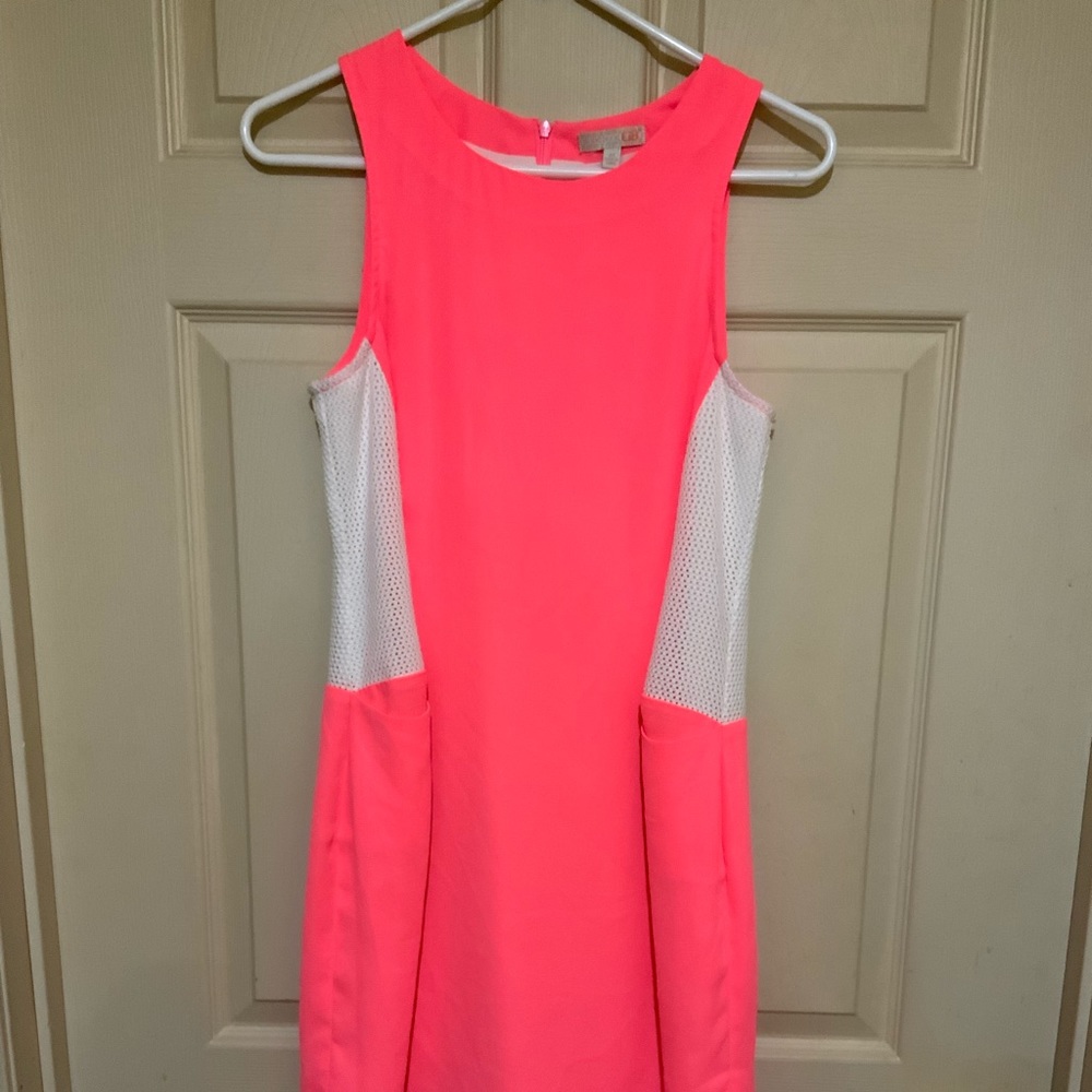 Gianni Bini Neon Pink and White Dress